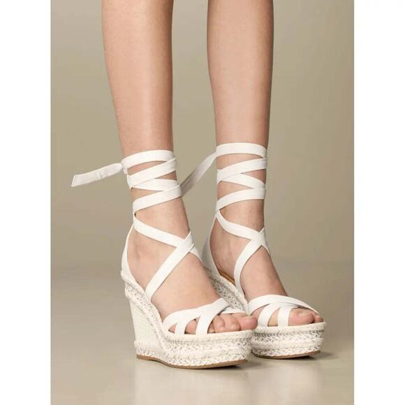 Christian Louboutin Lagoadonna 120 White Lace Up Platform Wedge Sandal Heel 41 - Picture 3 of 12